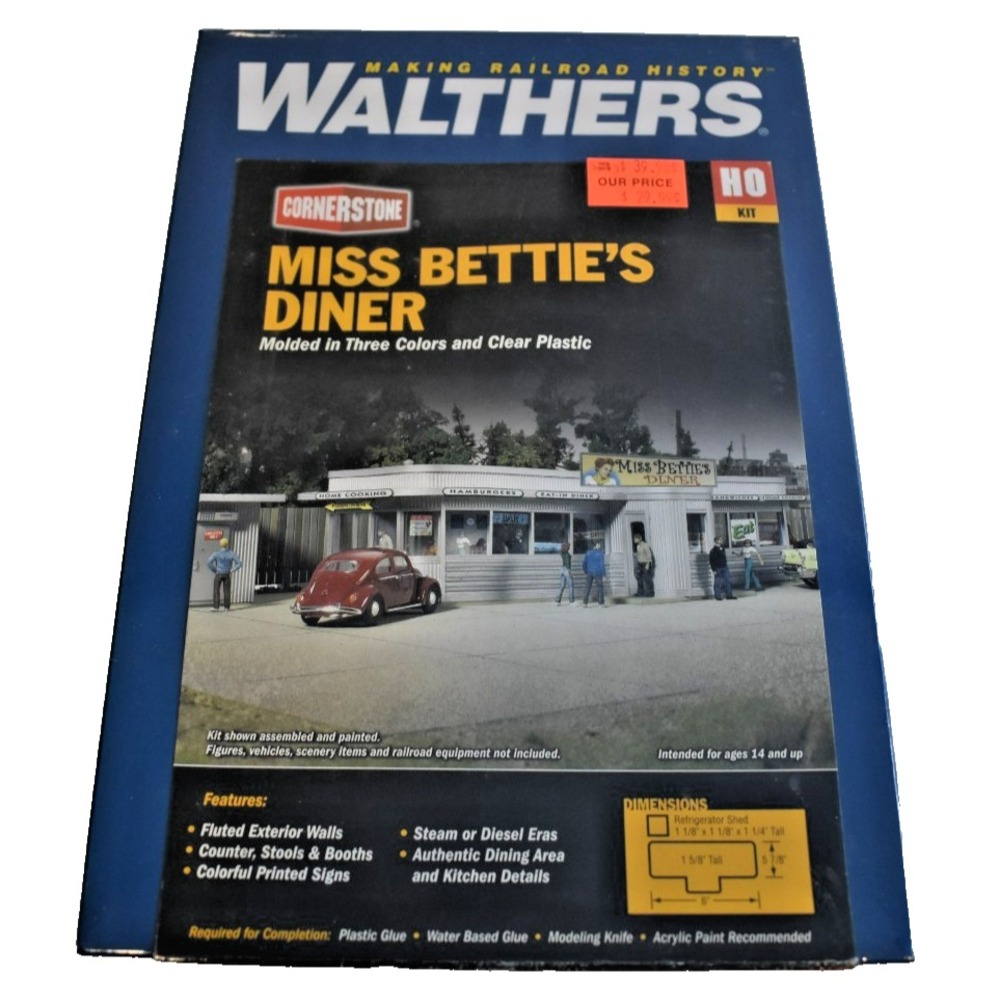 HO Scale Walthers Cornerstone 933-2909 Miss Bettie's Diner Building Kit